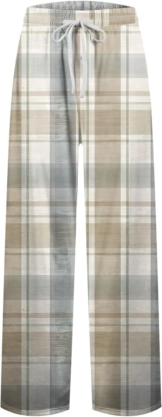 Mens Pajama Pants Comfy Soft Plaid Sleep & Lounge Pants Casual Baggy Long Pj Bottoms with Pockets