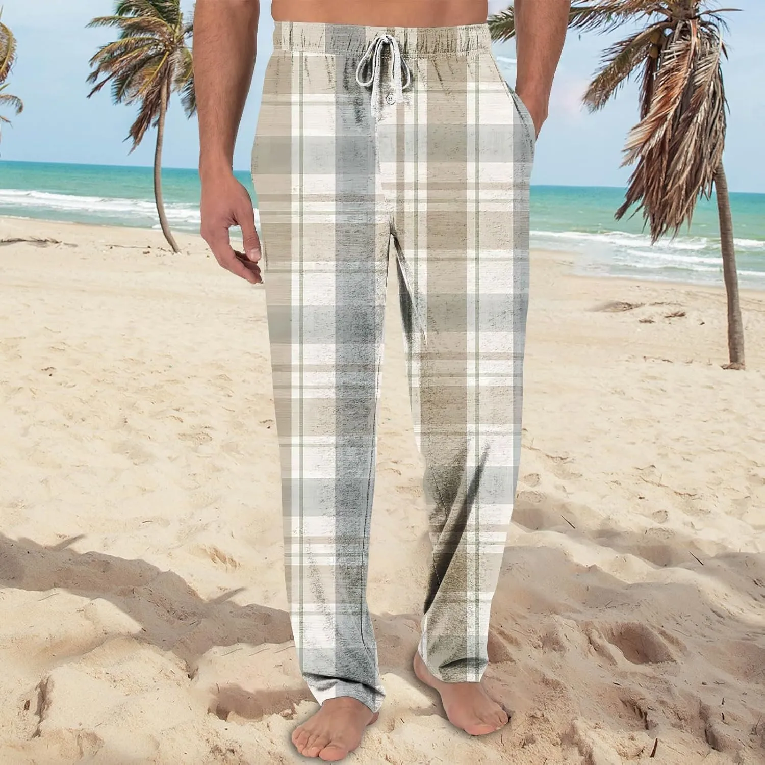 Mens Pajama Pants Comfy Soft Plaid Sleep & Lounge Pants Casual Baggy Long Pj Bottoms with Pockets