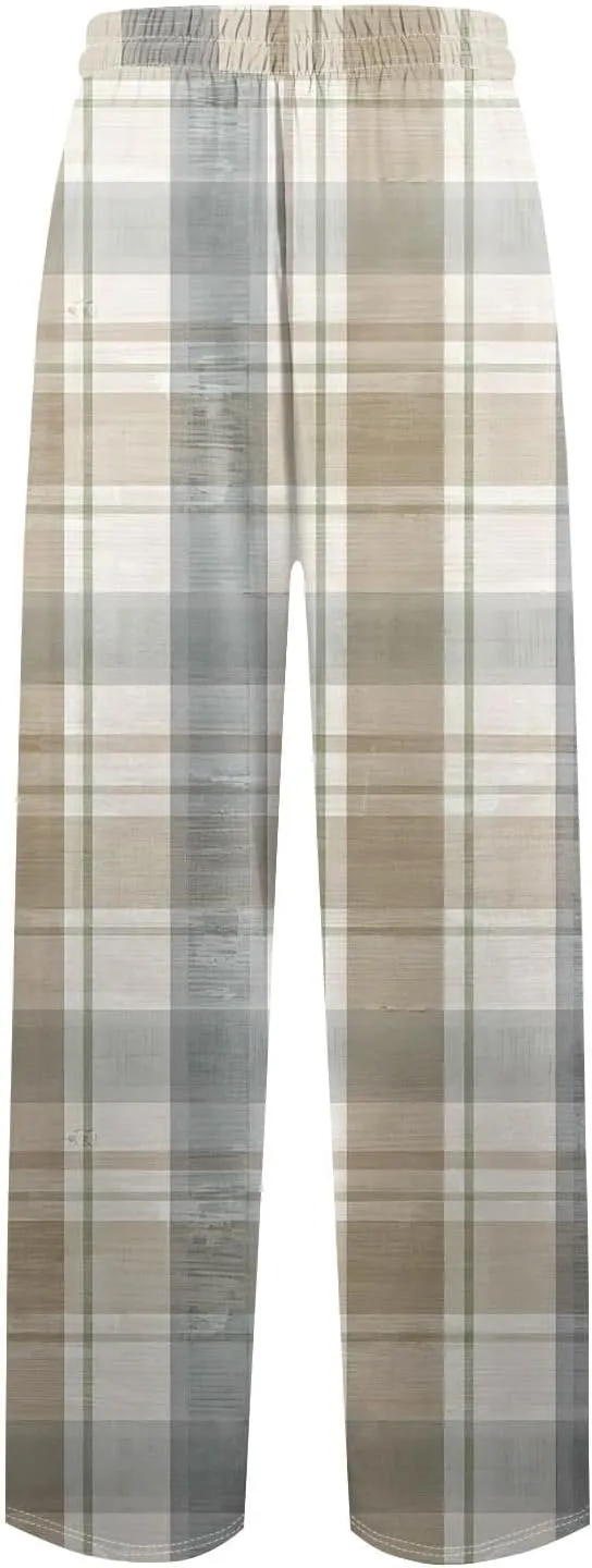 Mens Pajama Pants Comfy Soft Plaid Sleep & Lounge Pants Casual Baggy Long Pj Bottoms with Pockets