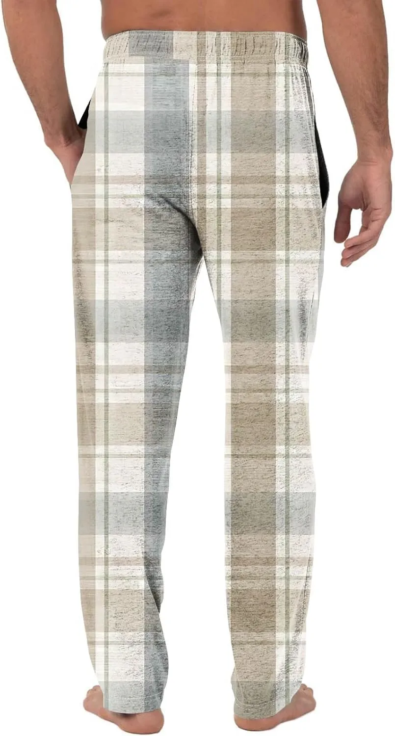 Mens Pajama Pants Comfy Soft Plaid Sleep & Lounge Pants Casual Baggy Long Pj Bottoms with Pockets