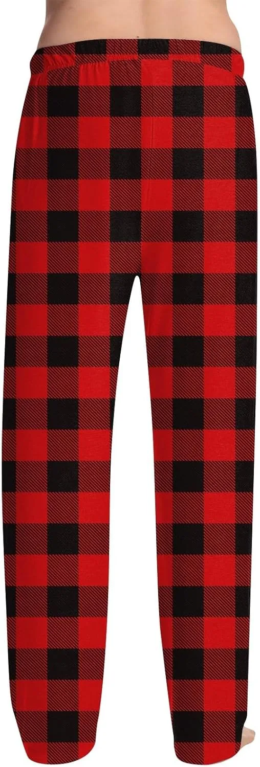 Mens Pajama Pants For Drawstring Lightweight Baggy Causal Straight Fit Hearts Print Sport Soft Sleep Lounge Pj Pants