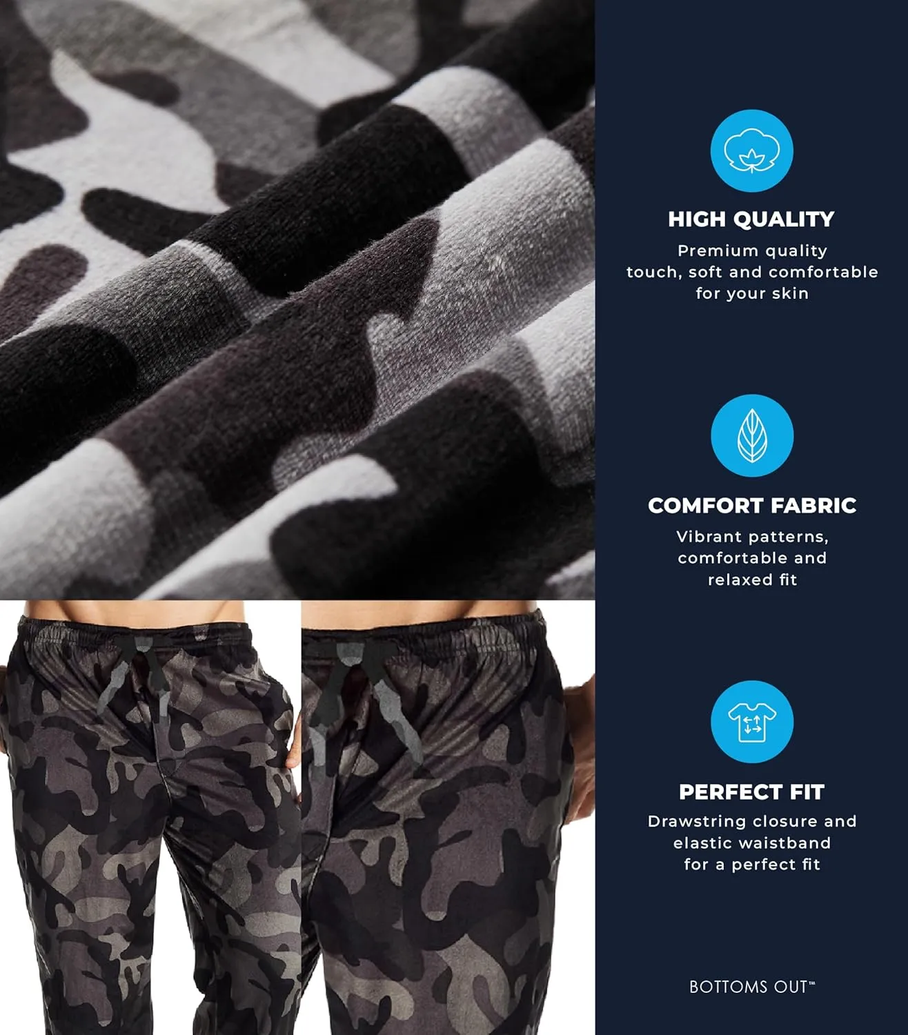 Men's Pajama Pants, Plaid Pajama Pants, Adjustable Elastic Waistband Sleep Lounge Pants for Men, Drawstring Pants