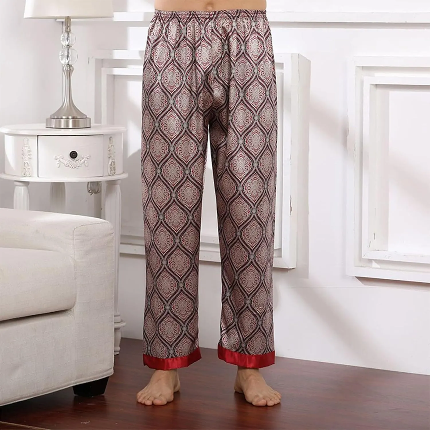 Mens Pajama Pants, Soft Cotton Sleep Lounge Pants Solid Comfort Soft Sleep Pant with Pockets and Drawstring