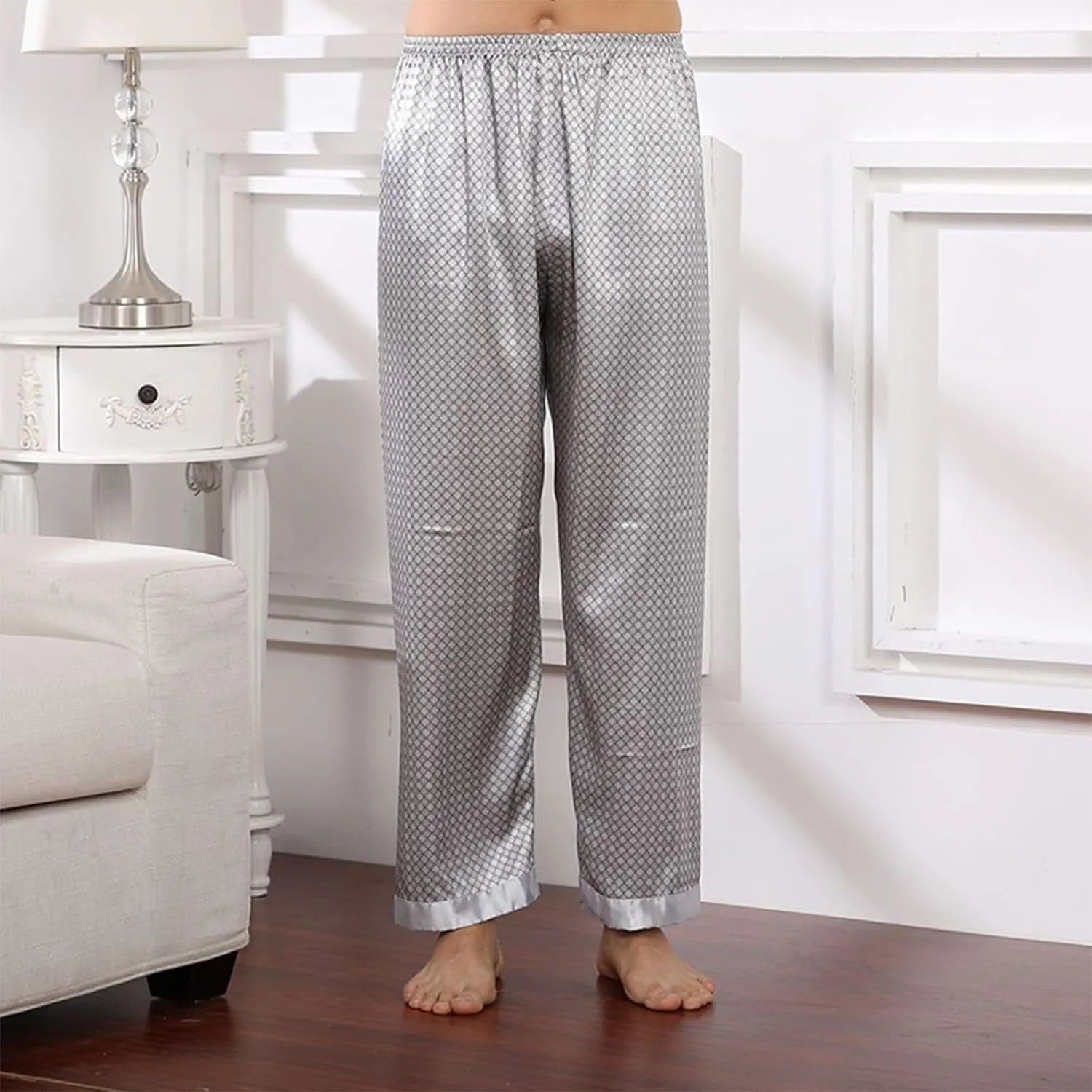 Mens Pajama Pants, Soft Cotton Sleep Lounge Pants Solid Comfort Soft Sleep Pant with Pockets and Drawstring