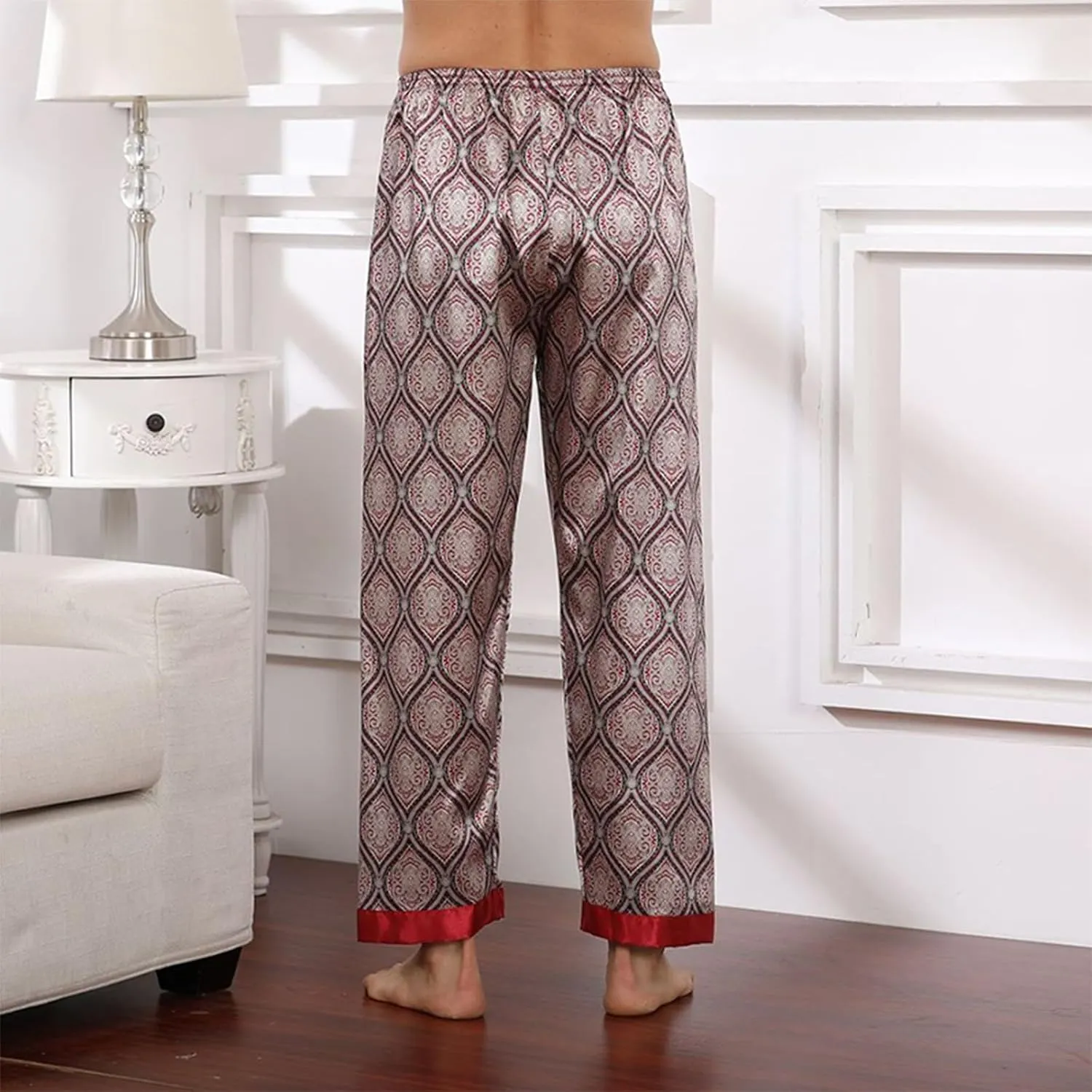 Mens Pajama Pants, Soft Cotton Sleep Lounge Pants Solid Comfort Soft Sleep Pant with Pockets and Drawstring