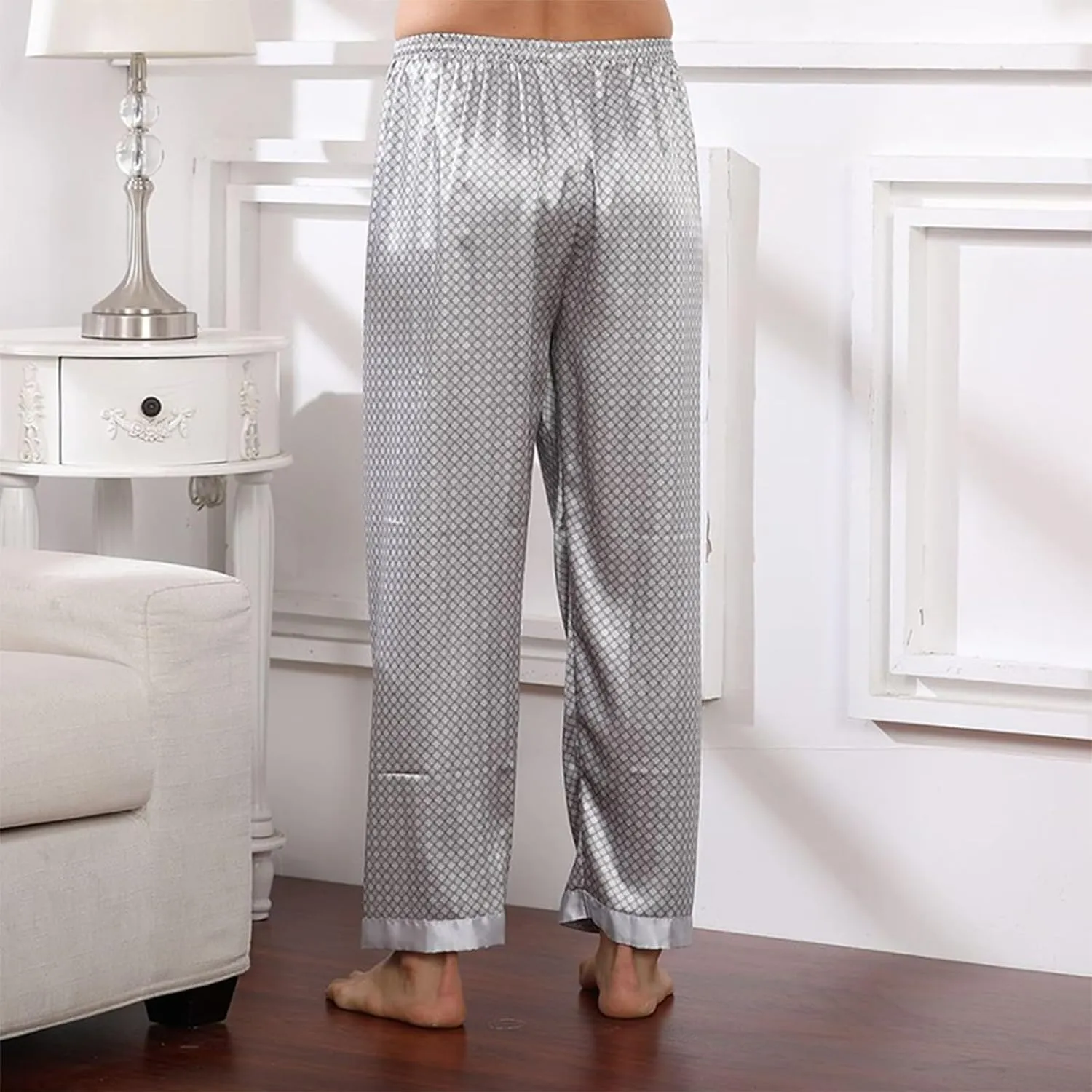 Mens Pajama Pants, Soft Cotton Sleep Lounge Pants Solid Comfort Soft Sleep Pant with Pockets and Drawstring
