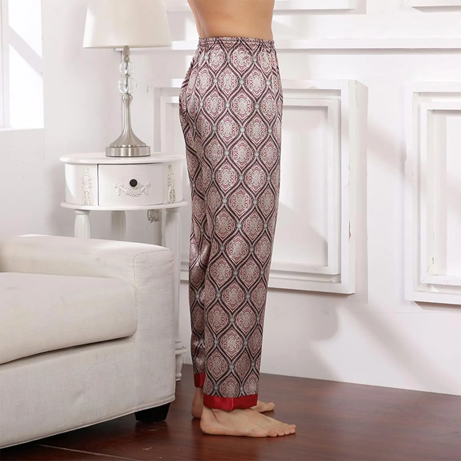 Mens Pajama Pants, Soft Cotton Sleep Lounge Pants Solid Comfort Soft Sleep Pant with Pockets and Drawstring