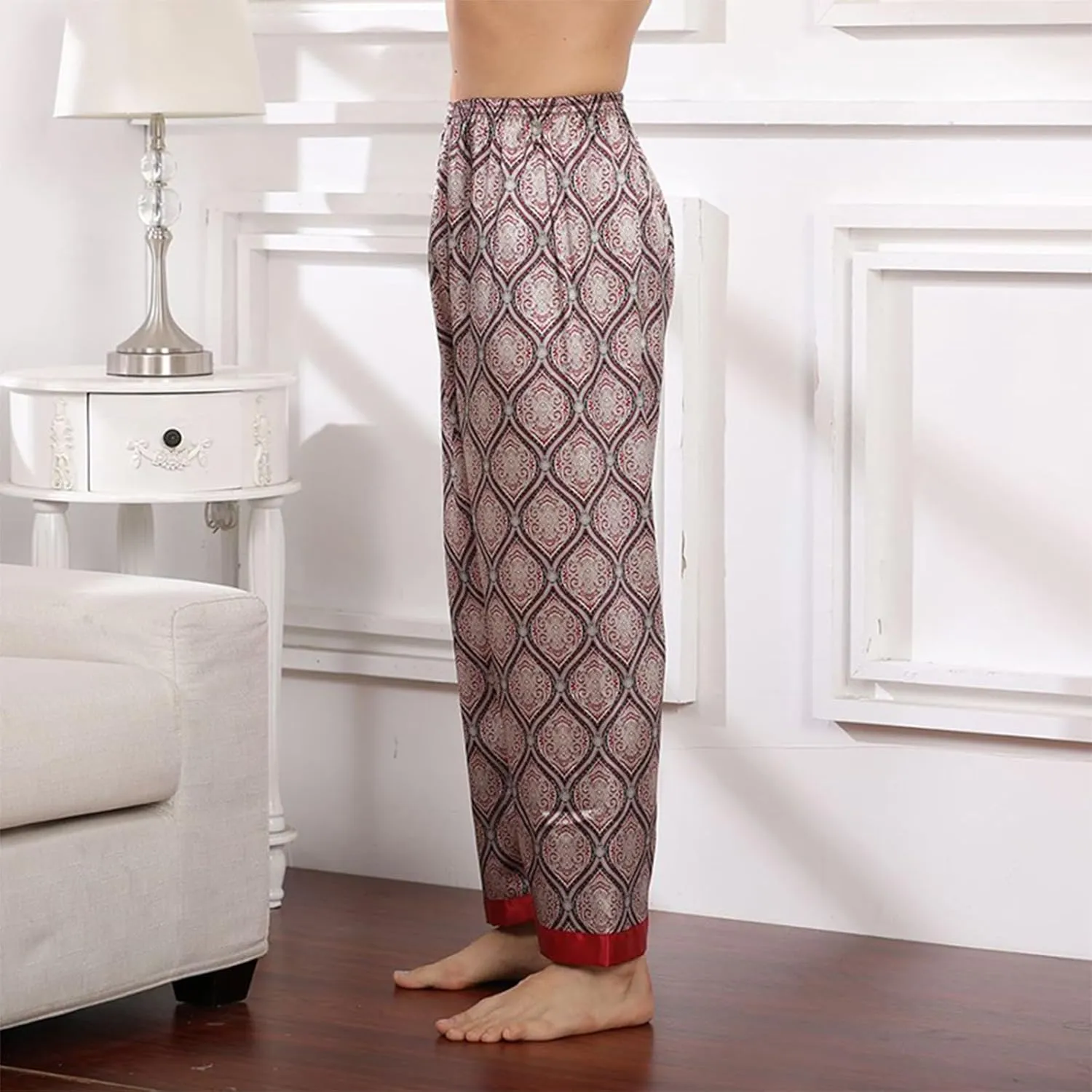 Mens Pajama Pants, Soft Cotton Sleep Lounge Pants Solid Comfort Soft Sleep Pant with Pockets and Drawstring