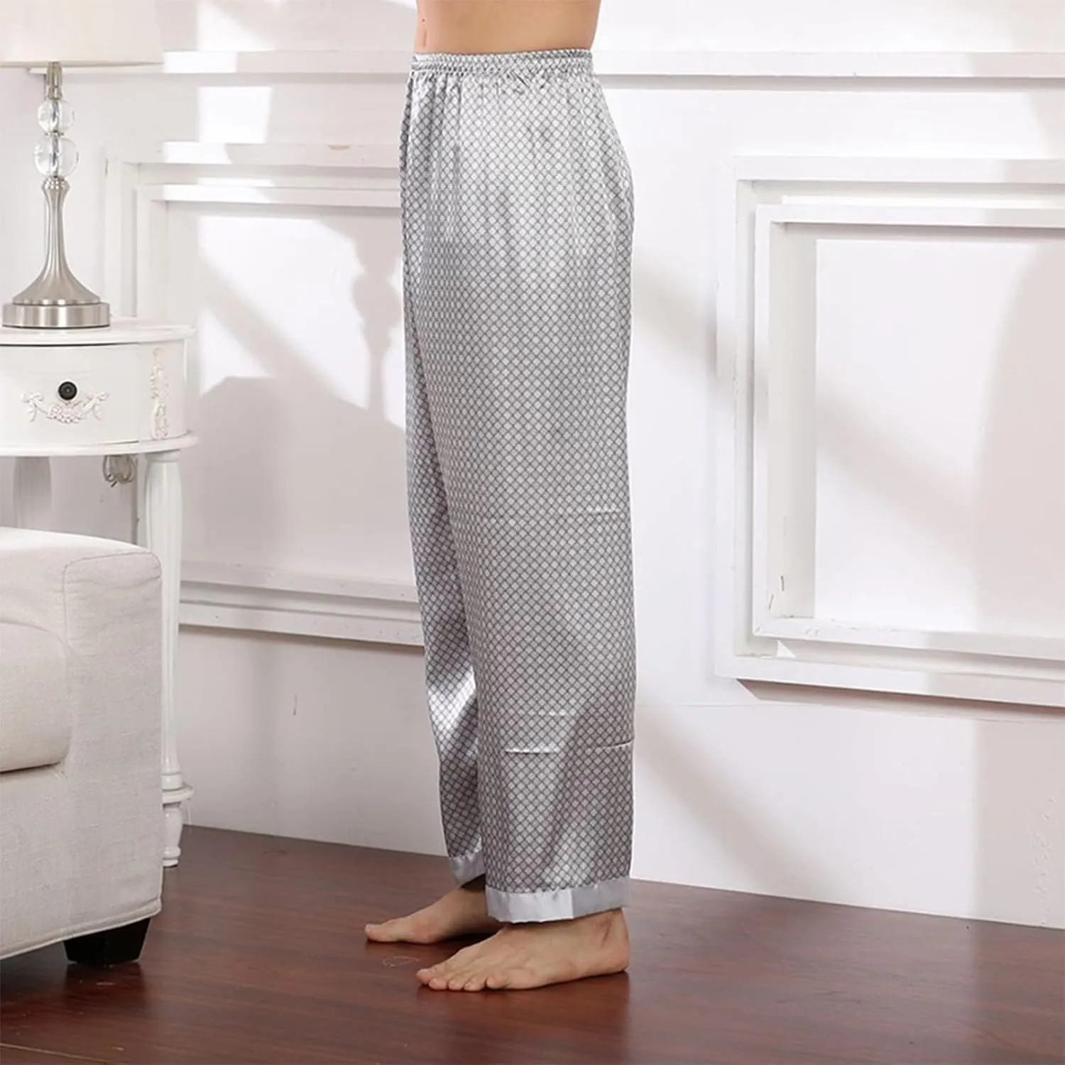 Mens Pajama Pants, Soft Cotton Sleep Lounge Pants Solid Comfort Soft Sleep Pant with Pockets and Drawstring