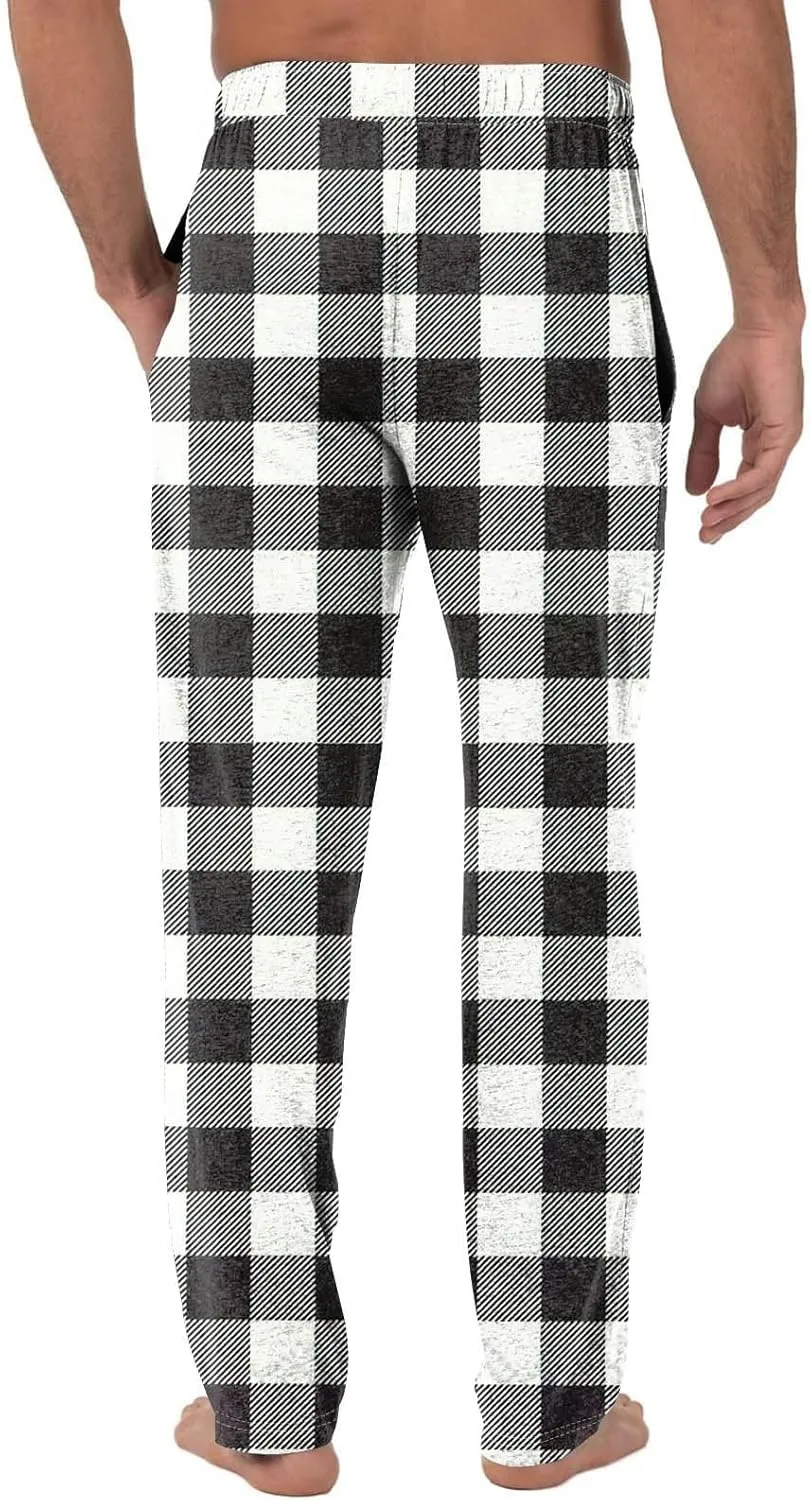 Mens Pajama Pants, Soft Cotton Sleep Lounge Pants Solid ComfortSoft Sleep Pant with Pockets and Drawstring