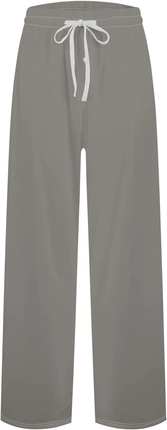 Mens Pajama Pants, Soft Cotton Sleep Lounge Pants Solid Plaid Comfort Soft Sleep Pant with Pockets and Drawstring
