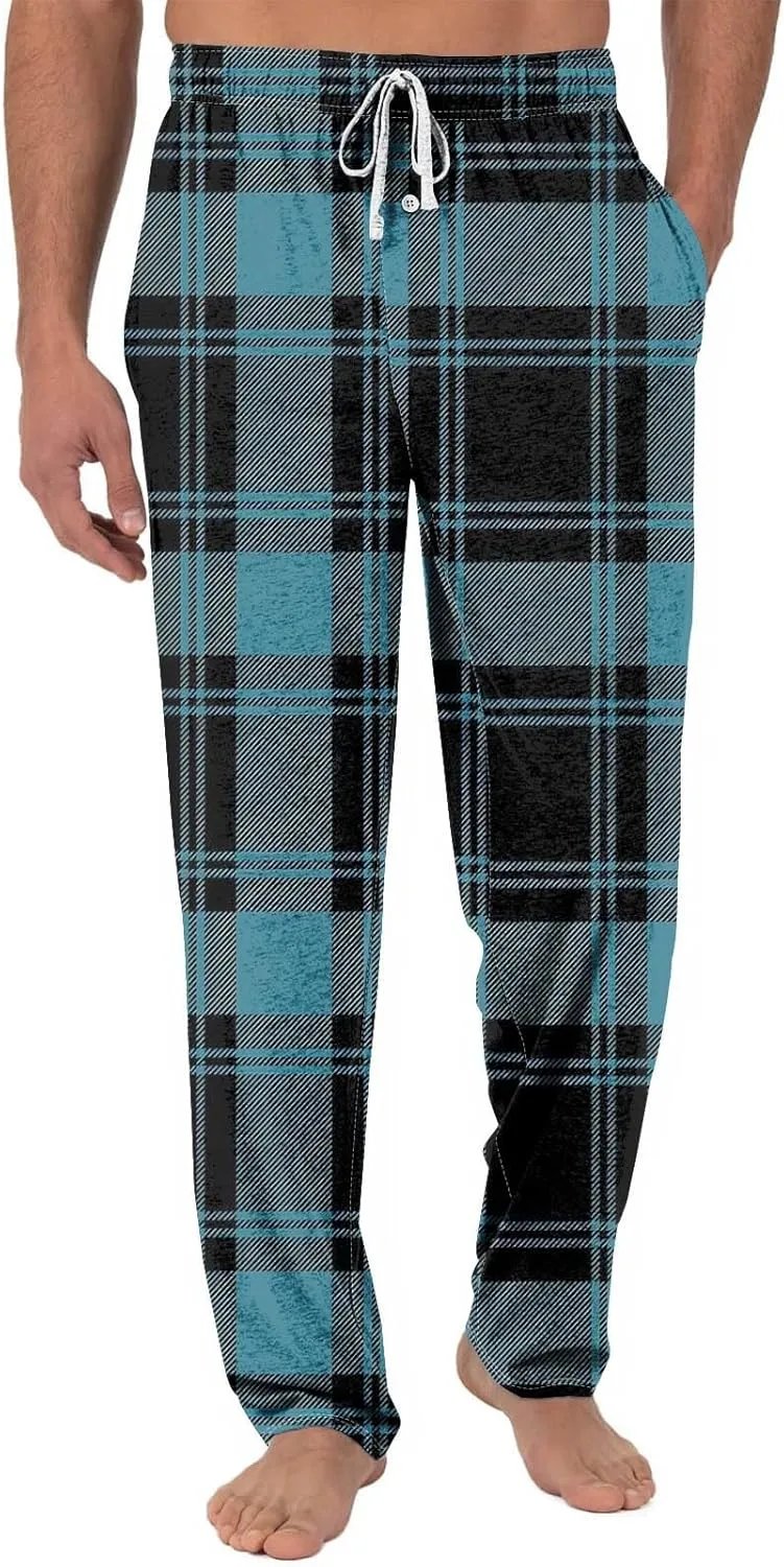 Mens Pajama Pants Soft Lightweight Drawstring Straight Leg Sleep Cotton Lounge Pants Loose Sleepwear with Pockets