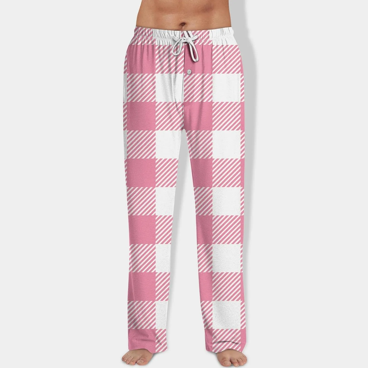 Men's Pajama Pants Tall Plaid Pajamas Pj Pants Elastic Waist Drawstring Pants 2025 Sleep Lounge Pant Pockets