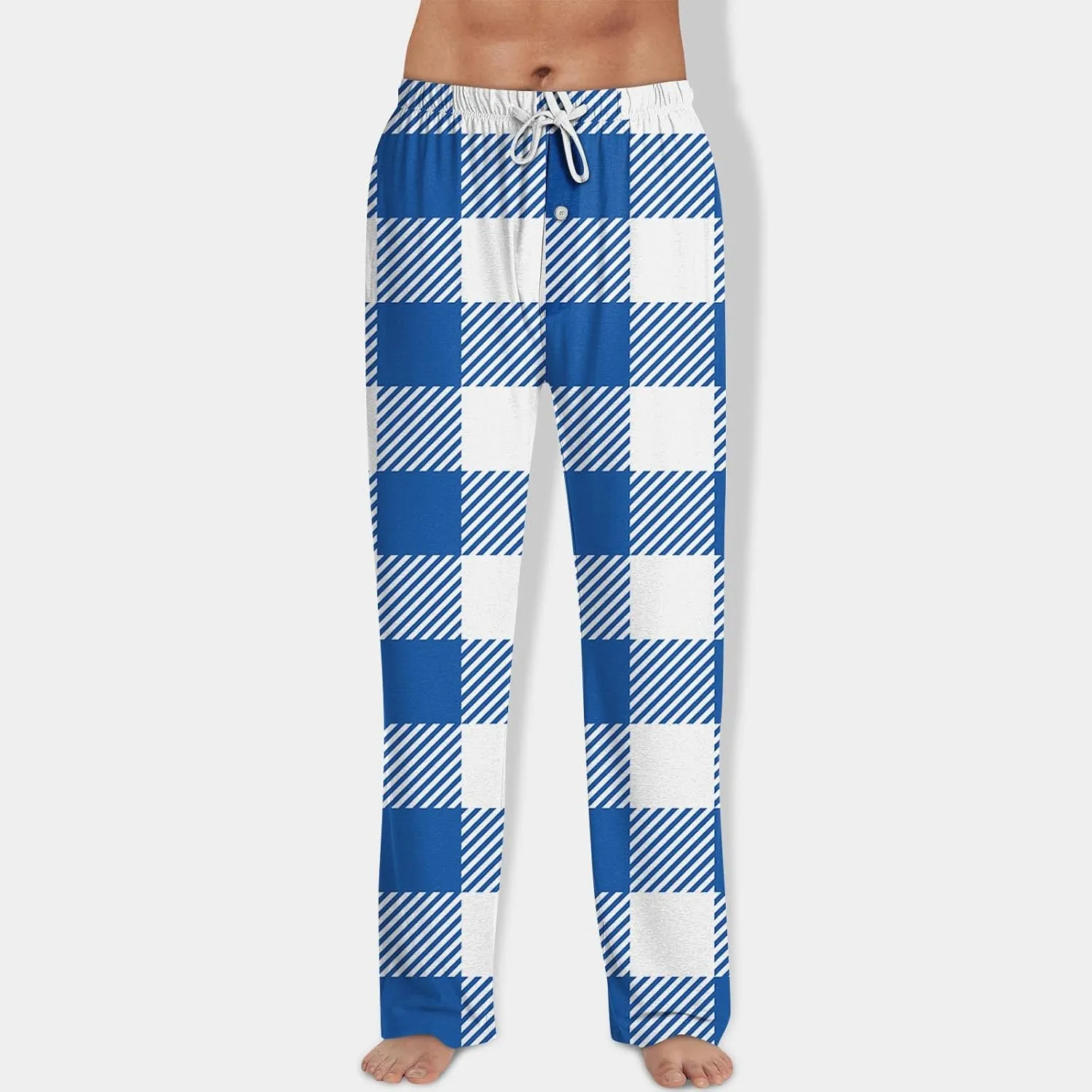 Men's Pajama Pants Tall Plaid Pajamas Pj Pants Elastic Waist Drawstring Pants 2025 Sleep Lounge Pant Pockets