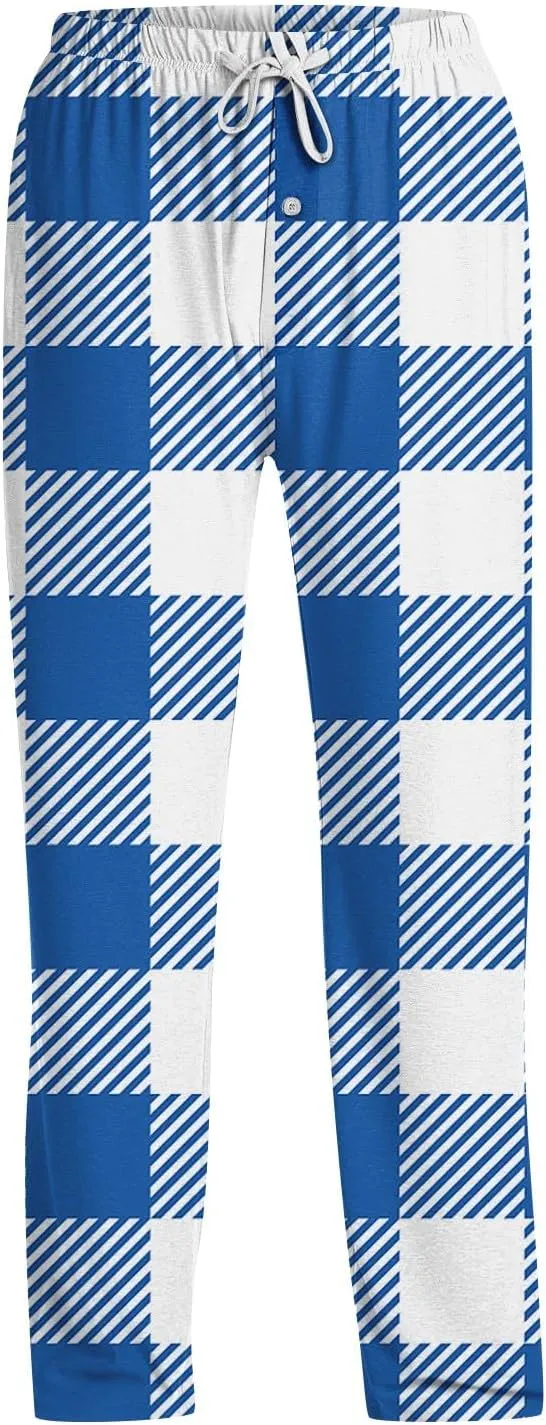 Men's Pajama Pants Tall Plaid Pajamas Pj Pants Elastic Waist Drawstring Pants 2025 Sleep Lounge Pant Pockets