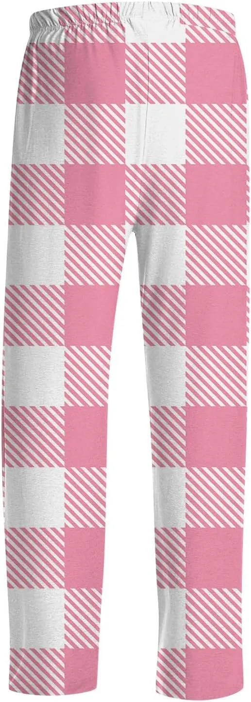 Men's Pajama Pants Tall Plaid Pajamas Pj Pants Elastic Waist Drawstring Pants 2025 Sleep Lounge Pant Pockets