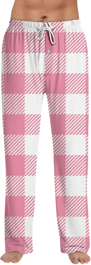 Men's Pajama Pants Tall Plaid Pajamas Pj Pants Elastic Waist Drawstring Pants 2025 Sleep Lounge Pant Pockets