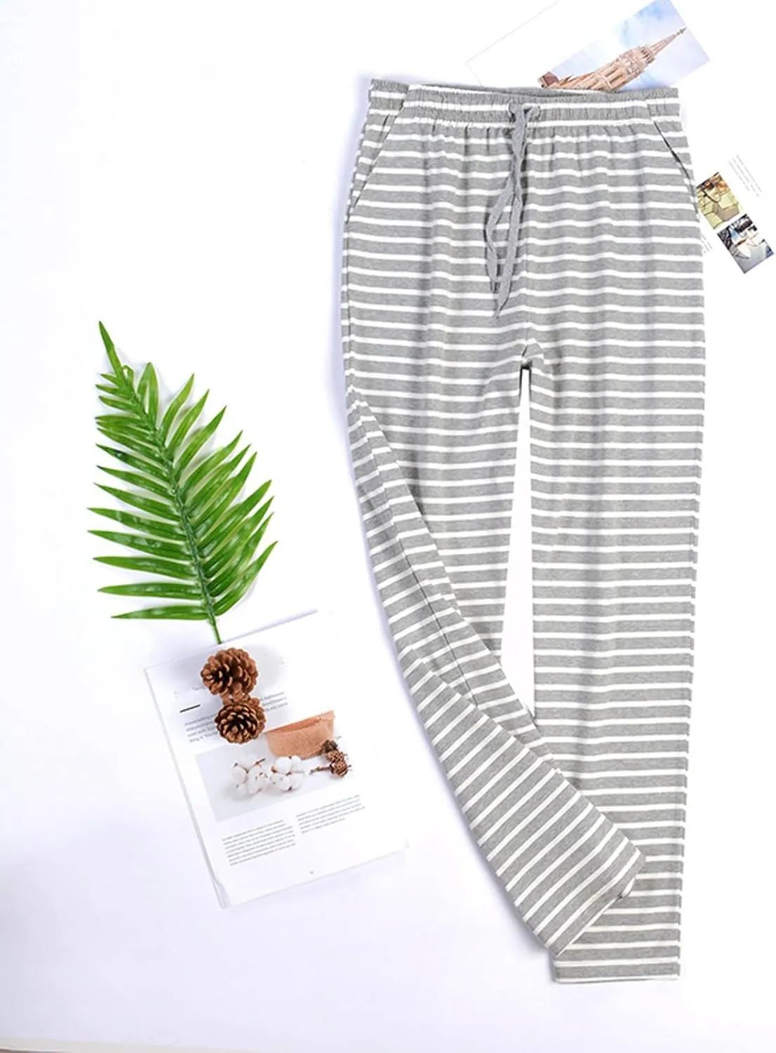 Men's Pajamas Pants Elastic Waist Strip Lounge Sleepwear Pants Plus Size PJ Bottoms with Drawstring Pockets Pants