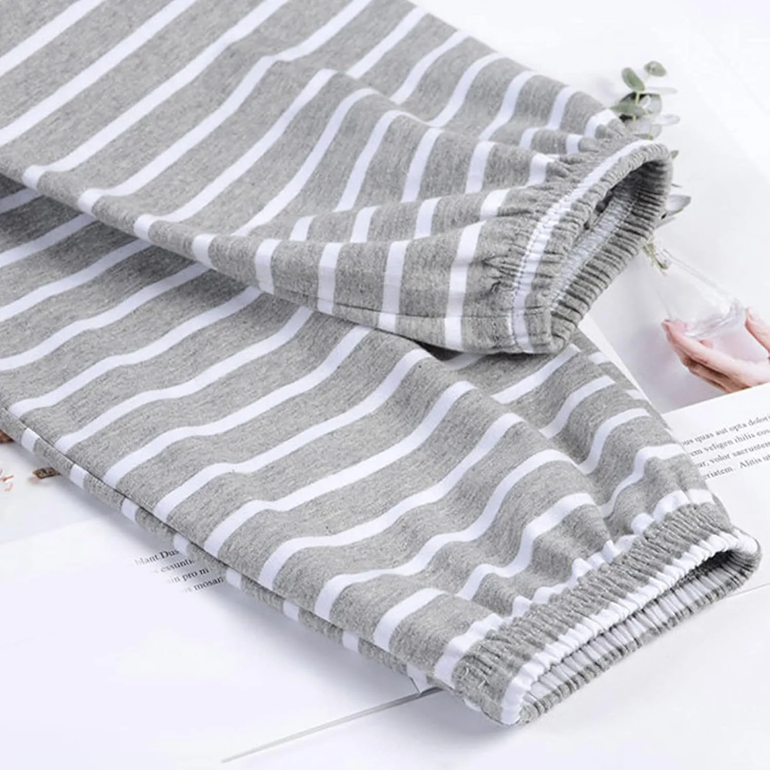 Men's Pajamas Pants Elastic Waist Strip Lounge Sleepwear Pants Plus Size PJ Bottoms with Drawstring Pockets Pants