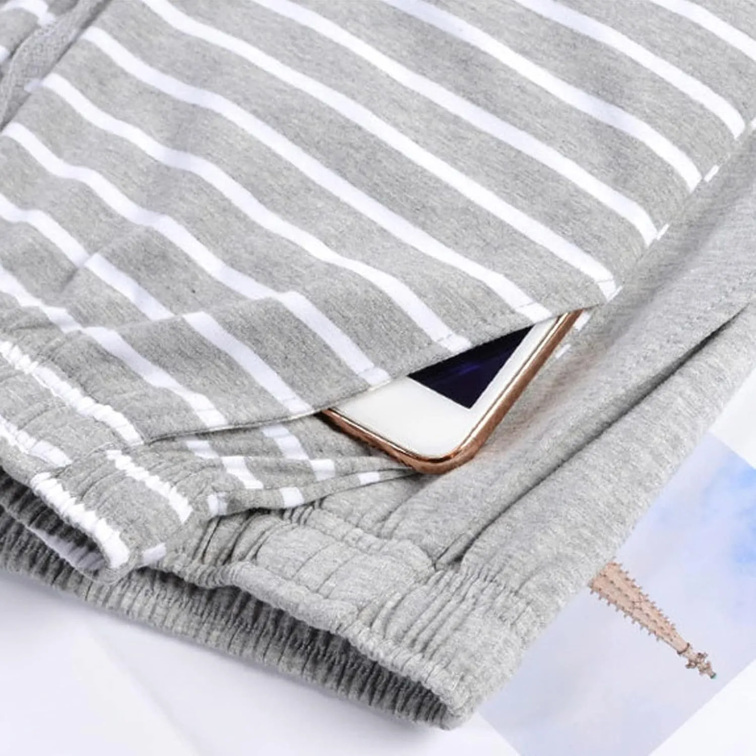 Men's Pajamas Pants Elastic Waist Strip Lounge Sleepwear Pants Plus Size PJ Bottoms with Drawstring Pockets Pants