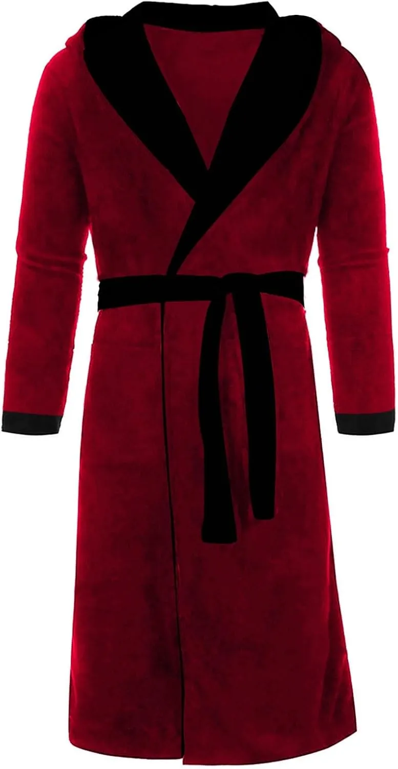 Men's Pajamas Winter Lengthened Full Length Plush Shawl Bathrobe Home Clothes House Robe Plus Size Oversized Coat