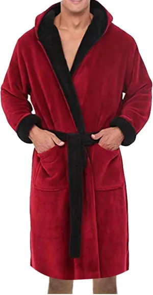 Men's Pajamas Winter Lengthened Full Length Plush Shawl Bathrobe Home Clothes House Robe Plus Size Oversized Coat