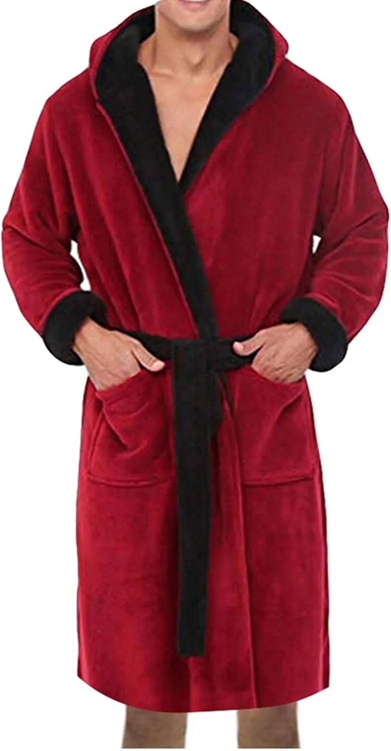 Men's Pajamas Winter Lengthened Full Length Plush Shawl Bathrobe Home Clothes House Robe Plus Size Oversized Coat