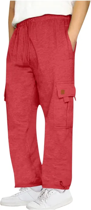 Mens Pants Casual Baggy Sweatpants Open Bottom Elastic Waist Drawstring Joggers Lounge Home Daily Commute Trousers