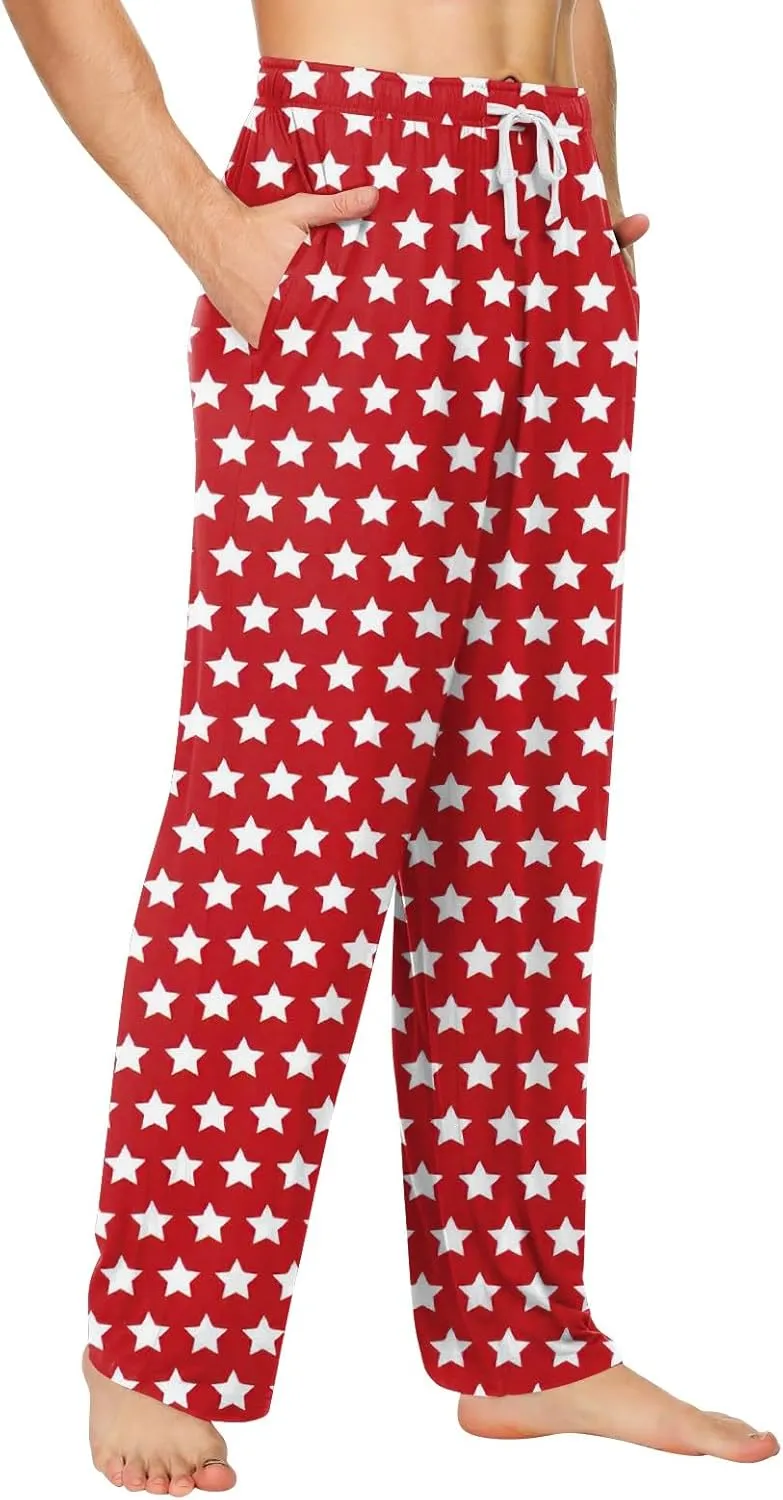 Mens Plaid Pajama Pants For Fashion Causal Lightweight Baggy Straight Fit Soft Drawstring Pj Bottoms With Pockets