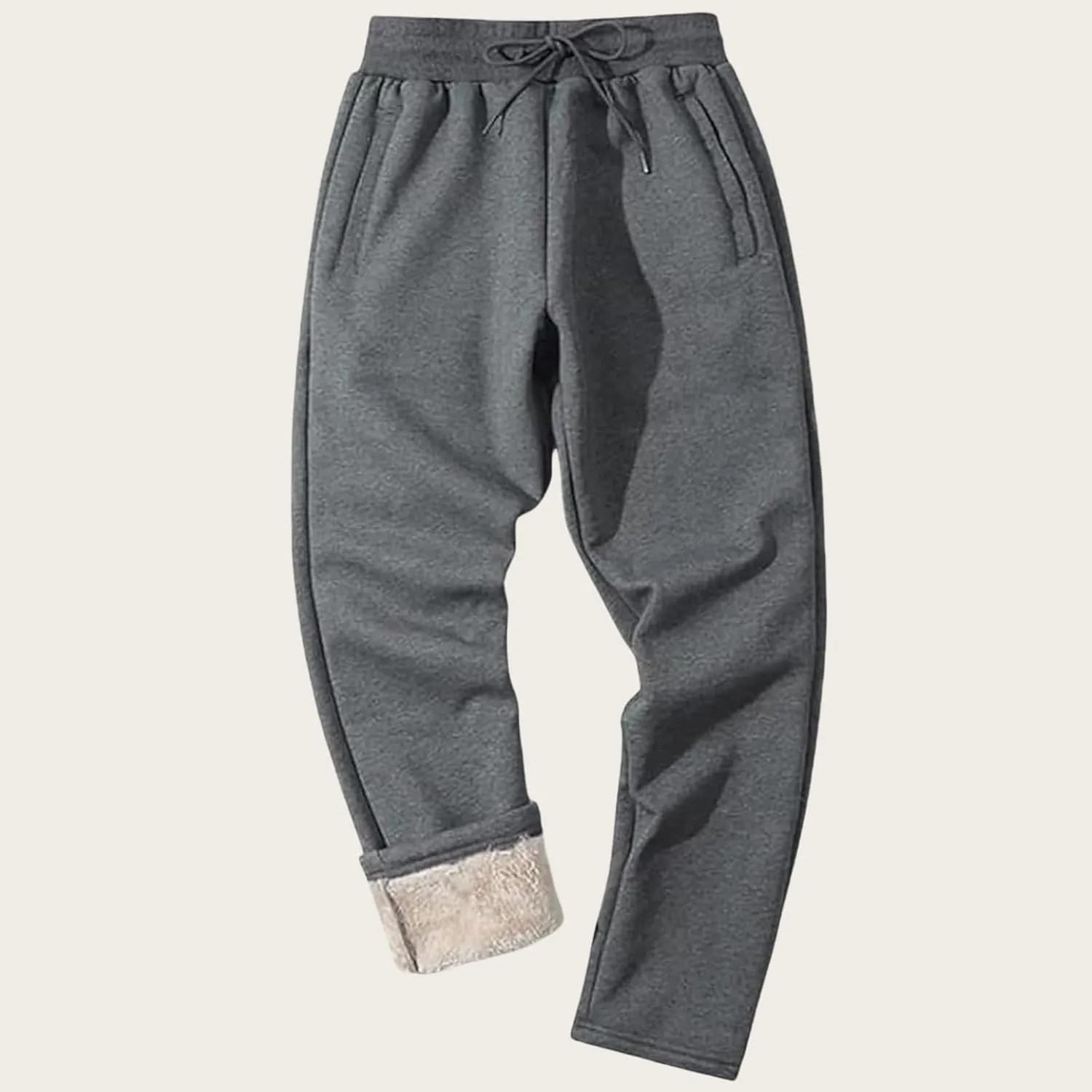 Men's Sherpa Lined Sweatpants Fleece Winter Warm Pants Active Gym Jogger Pants Track Joggers Pant with Zipper Pockets