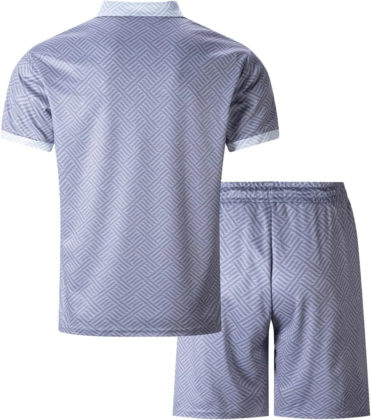 Men's Shirt Short Sets Big and Tall Summer Beach Lapel Neck T-Shirts Shorts Set with Pockets Comfort Sport Suit