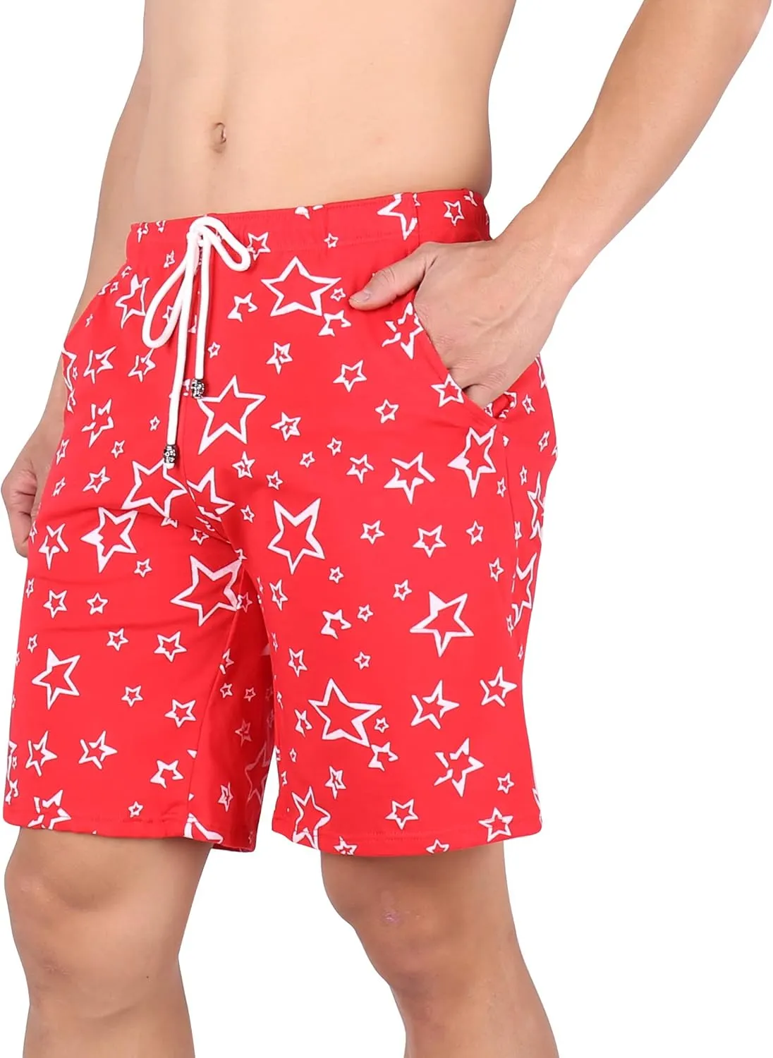 Mens Sleep Shorts Cotton Pajama Shorts Sleepwear Lounge Shorts with Pockets for Summer