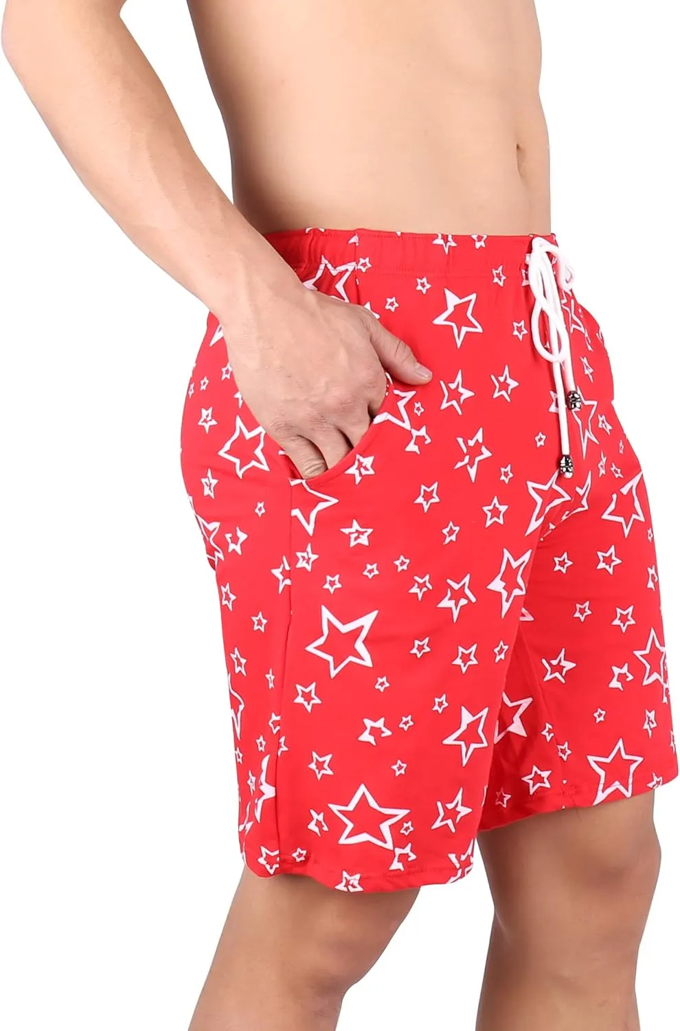 Mens Sleep Shorts Cotton Pajama Shorts Sleepwear Lounge Shorts with Pockets for Summer