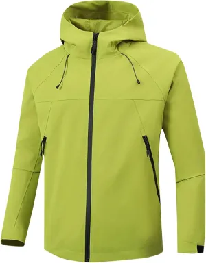 Mens Softshell Jacket with Hood Waterproof Windbreaker Lightweight Rain Jacket for Outdoor Hiking Travel