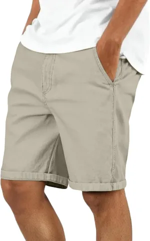 Men's Stretch Chino Short Performance Relaxed Fit Cargo Shorts Summer Lightweight Outdoor Hiking Short with Pocket