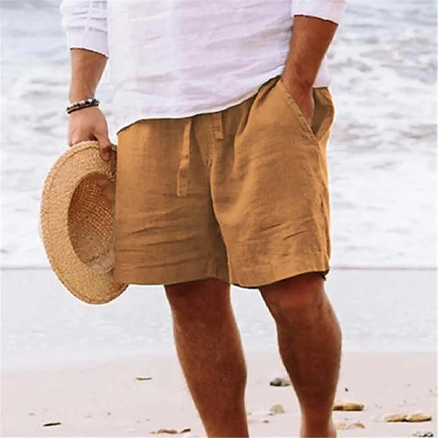 Mens Summer Cotton Linen Shorts Shorts Beach Shorts Casual Cotton Linen Shorts Mens Summer Cotton Linen Shorts