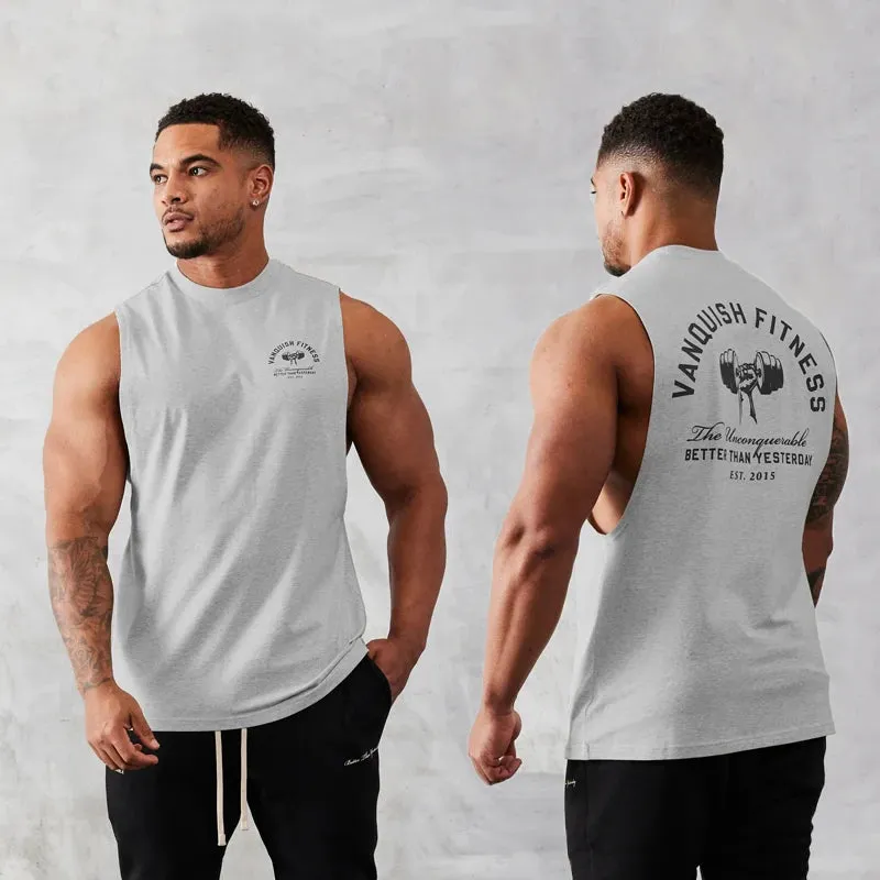 Men's Summer Fitness Vest-Pure Cotton Sleeveless T Shirt