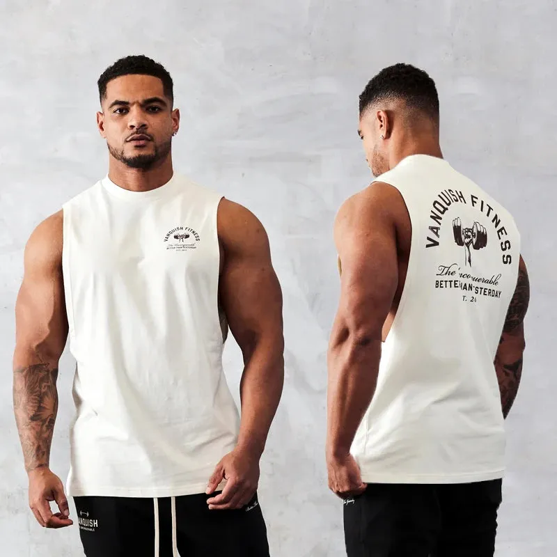 Men's Summer Fitness Vest-Pure Cotton Sleeveless T Shirt