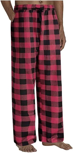 Men's Sweatpants Drawstring Lounge Bottoms Plaid Print Adjustable Pants Workout Lightweight Pajama Pant with Pockets