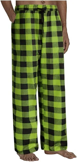 Men's Sweatpants Drawstring Lounge Bottoms Plaid Print Adjustable Pants Workout Lightweight Pajama Pant with Pockets