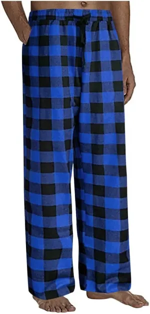 Men's Sweatpants Plaid Print Drawstring Pajama Bottom Lounge Comfy Sweatpants Workout Cozy Pajama Pants with Pockets