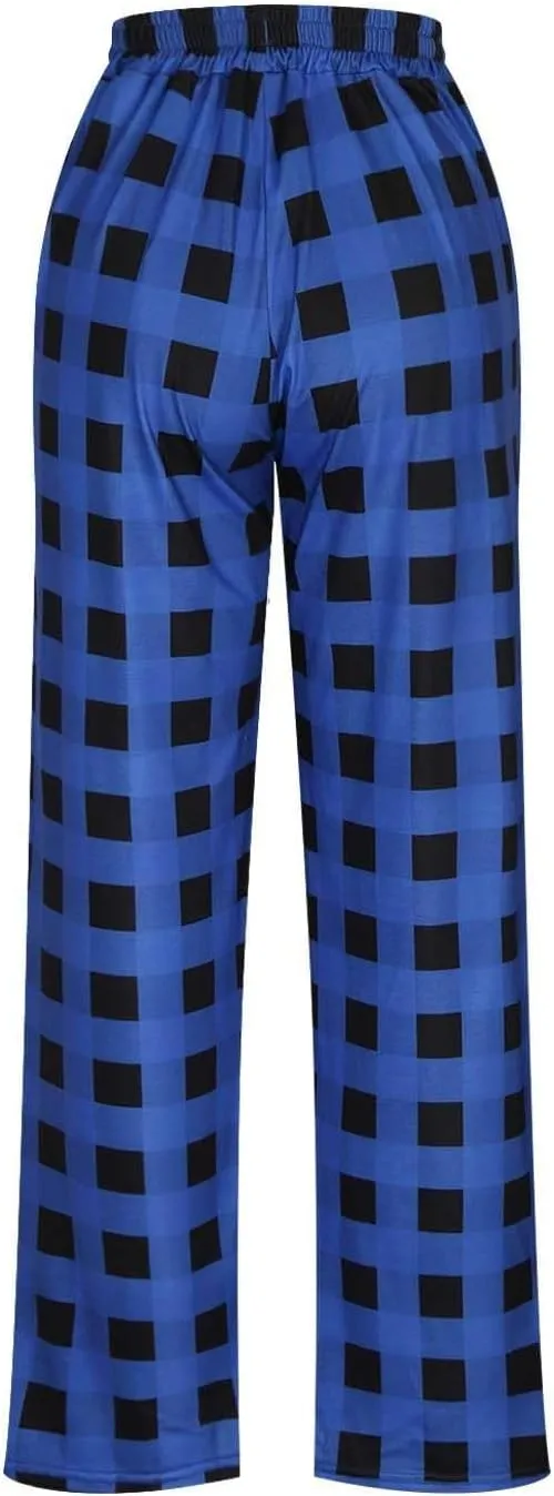 Men's Sweatpants Plaid Print Drawstring Pajama Bottom Lounge Comfy Sweatpants Workout Cozy Pajama Pants with Pockets