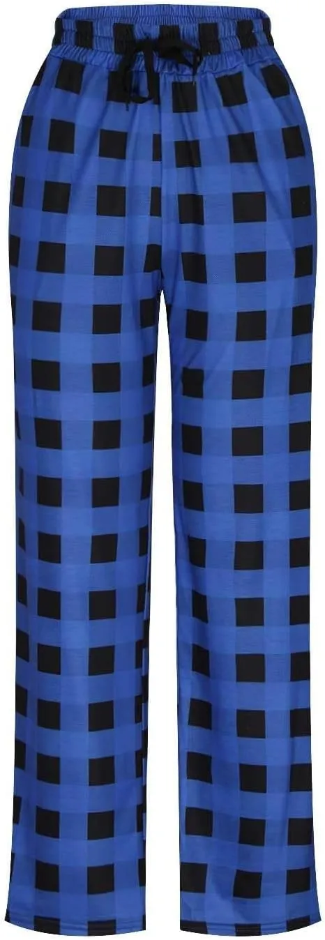 Men's Sweatpants Plaid Print Drawstring Pajama Bottom Lounge Comfy Sweatpants Workout Cozy Pajama Pants with Pockets