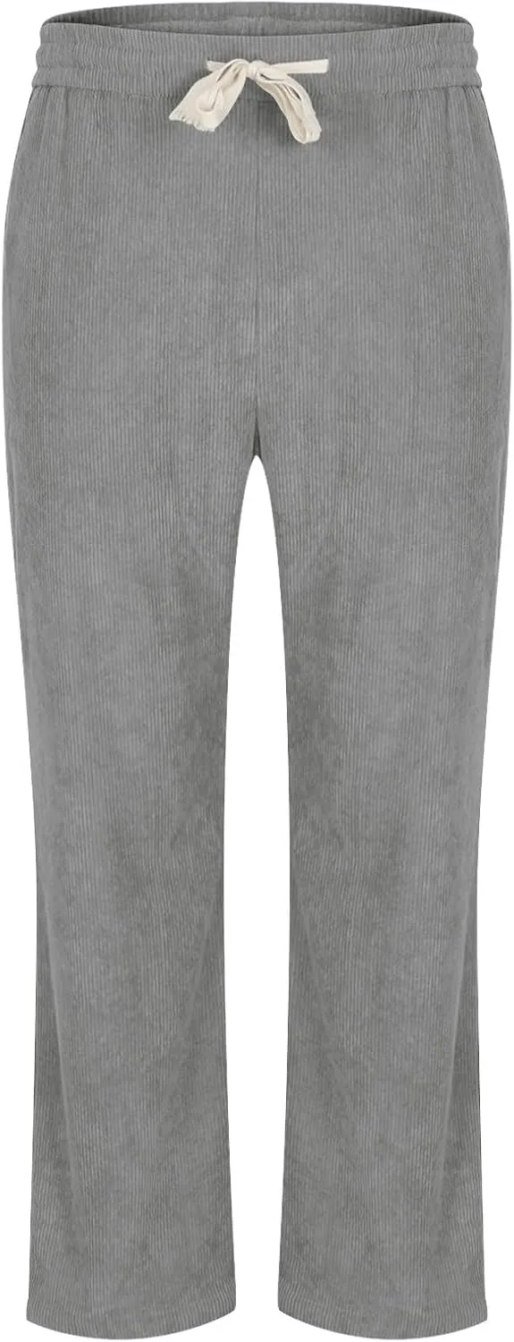 Mens Sweatpants Wide Leg Sweatpants Open Bottom Long Trousers Lightweight Casual Baggy Athletic Pants with Pockets