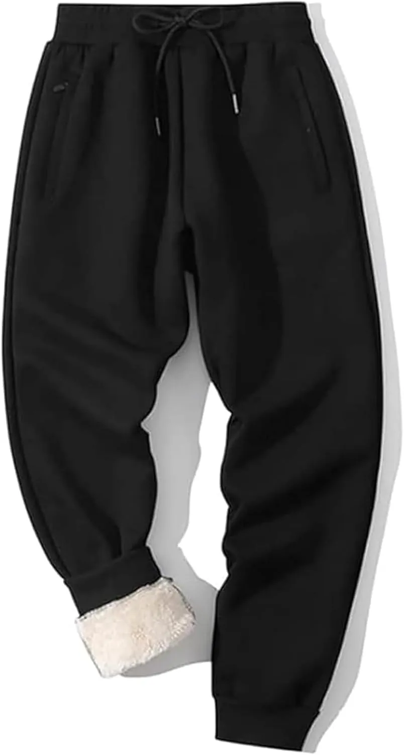 Men's Winter Fleece Pants Warm Sherpa Lined Sweatpants Outdoor Active Running Jogger Pants Pajamas Pants Trousers Men