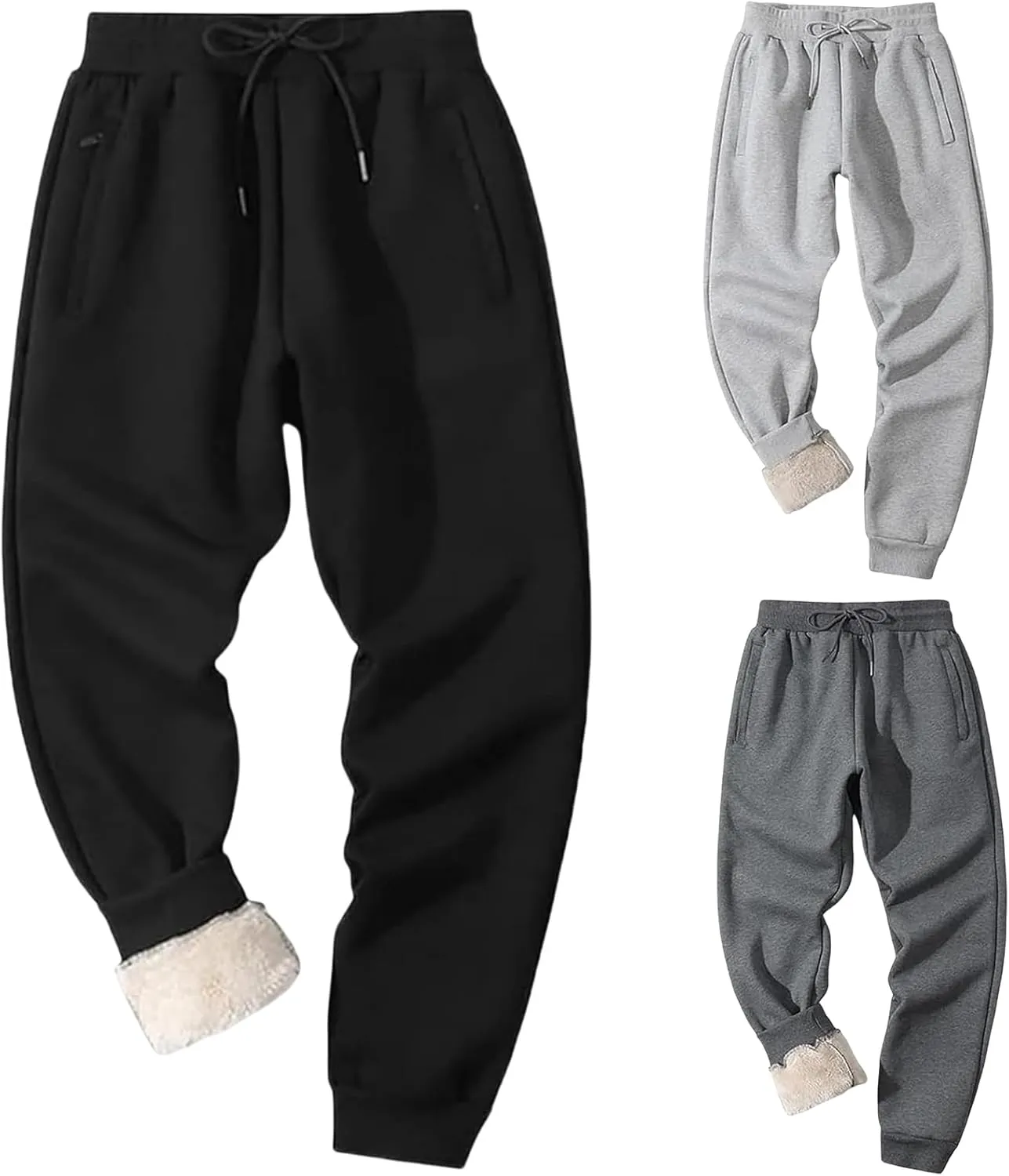 Men's Winter Fleece Pants Warm Sherpa Lined Sweatpants Outdoor Active Running Jogger Pants Pajamas Pants Trousers Men