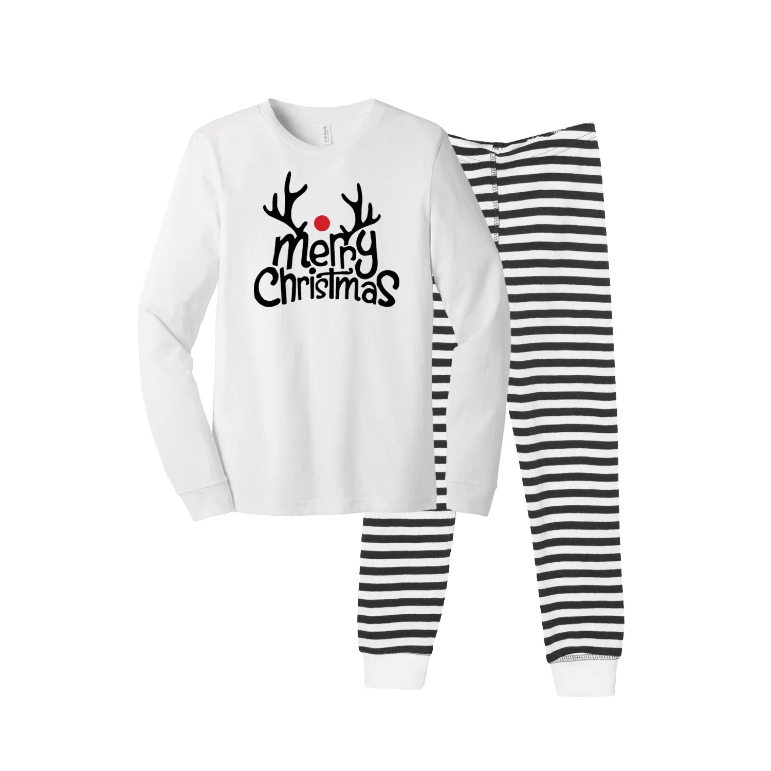Merry Christmas Reindeer Toddler Pajamas with Striped Pants