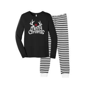 Merry Christmas Reindeer Toddler Pajamas with Striped Pants
