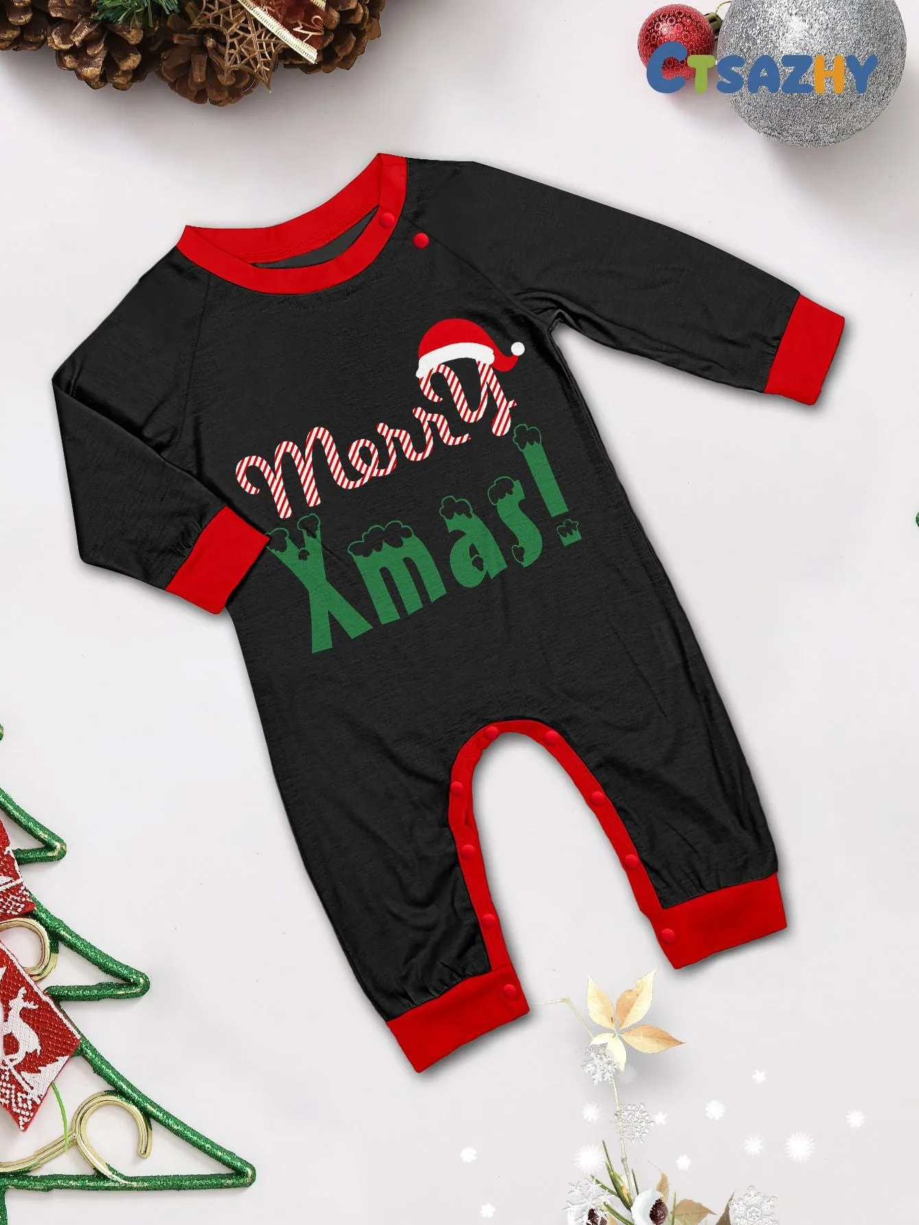 “Merry Xmas” Santa Claus Print Family Pajama Set