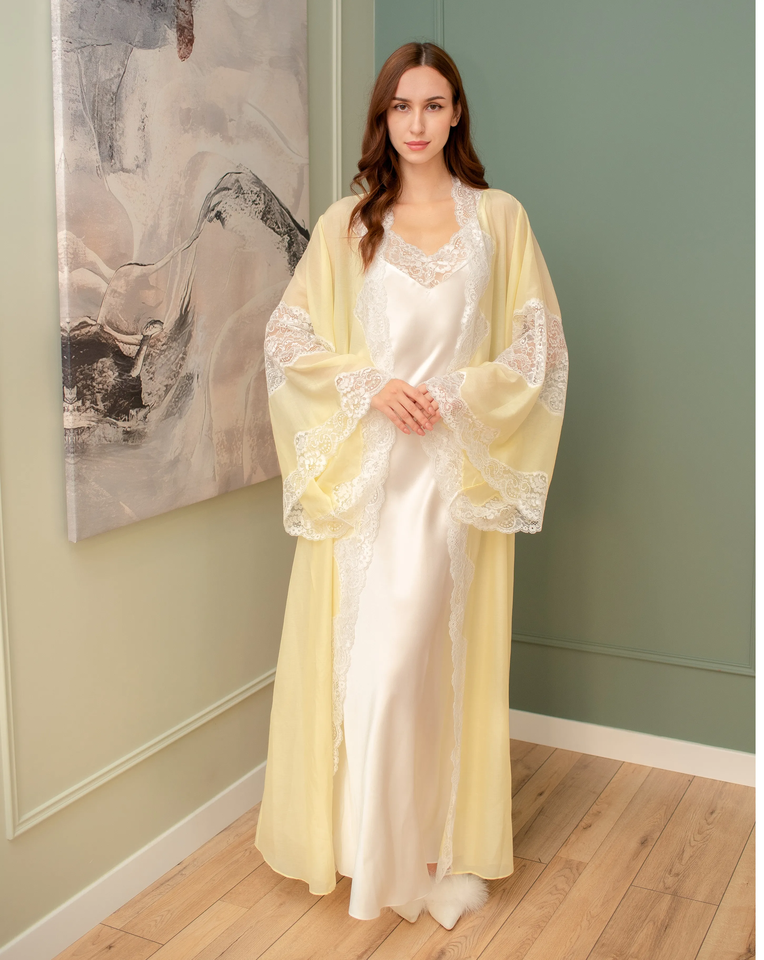 Mirabelle Silk Robe and Nightgown Set